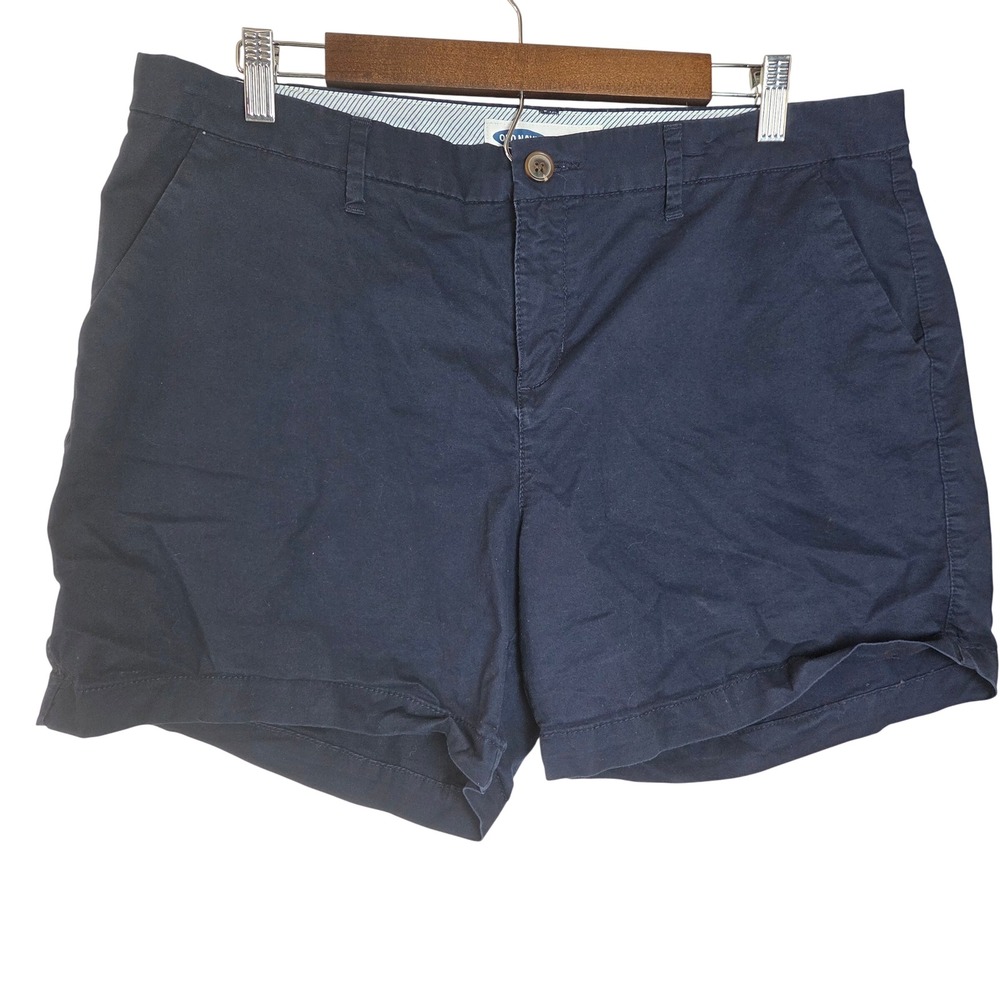 Old Navy Everyday Chino Shorts Navy Blue Women Stretch Rolled Hem Casual Preppy